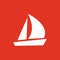 The sailboat icon. Sailing ship symbol. Flat