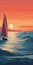 Sailboat Illustration In Shepard Fairey Style: Mediterranean Sunset Art