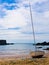 Sailboat on inlet beach