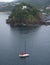 Sailboat in La Concha Bay, in front of Santaclara Island, Donostia-San Sebastian.