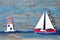 Sailboat and lighthouse decoration