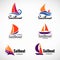 Sailboat logo vector set design element with business card template.