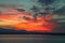 Sailboat Lone at sunset in the Puget Sound. Seattle, Washington