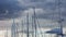 Sailboat mast timelapse against a cloudy stormy Sky