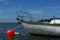 Sailboat on mooring buoy