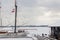 A sailboat at a mooring, Ontario lake, Toronto