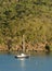 Sailboat near exotic coast