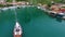 Sailboat near the old town of bay of Kotor, Montenegro