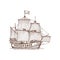 Sailboat old vessel sketch, brigantine sail ship