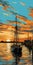 Sailboat Painting: Digital Art With Richly Colored Skies