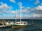 Sailboat Resting At The Dock In SUmmer