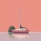 Sailboat Sailing Next To Pink Cliff: Monochromatic Realism And Minimalistic Portraits