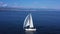 Sailboat sails in the Mediterranean Sea