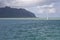 Sailboat by the sandbar in Kaneohe Bay, Hawaii