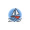 Sailboat in the sea filled outline icon