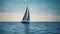 sailboat on the sea Lone modern sail boat sailing on calm blue water