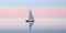 Sailboat on the sea at sunset with reflection in water. Minimalist sailing background.