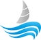 Sailboat, Ship and Waves, Sailboat and Sport Logo, Icon, Button