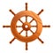Sailboat ship wheel icon, cartoon style