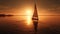 Sailboat silhouette, sunset reflection, tranquil nautical adventure, horizon over water generated by AI