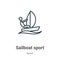 Sailboat sport outline vector icon. Thin line black sailboat sport icon, flat vector simple element illustration from editable