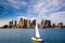 Sailboat sport for relax in Boston city