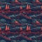 Sailboat during a storm in the ocean. AI generative illustration
