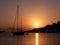 Sailboat at sunset Ibiza coast