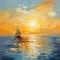 Sailboat Sunset: A Romantic Impressionism Seascape Painting