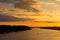 Sailboat at sunset on Sava river