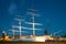 Sailboat Suomen Joutsen in the Museum Forum Marinum on august night. Turku, Finland