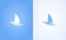 Sailboat symbol on white and blue background