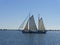 Sailboat taking a trip from Volendam to Marken in North Holland (The Netherlands)