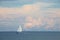 Sailboat Traveling Right to Left on the Atlantic Ocean