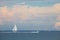 Sailboat Traveling Right to Left on the Atlantic Ocean