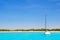Sailboat in turquoise beach of Formentera