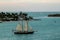 A sailboat at twilight off the coast of Key West