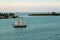 A sailboat at twilight off the coast of Key West