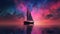 A sailboat under a pink sky beautiful image generative AI