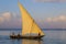 Sailboat on the water surface. Zanzibar island , Tanzania, Africa