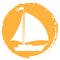 Sailboat, white logo on an orange circular background