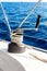 Sailboat Winch and Rope Yacht detail. Yachting. Sailing on the sea. Close Up on yacht cord crank, yachting sport, sailboat detail