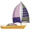 Sailboat, yacht, boat in flat style.