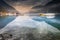 Sailboats in Achensee lake near Innsbruck at peaceful dawn, Tyrol alps, Austria