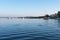 Sailboats anchored in the Morbihan gulf, Island of Conleau, Brit