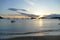 Sailboats in the bay of Cape Sounio where the temple of Poseidon is located