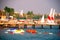 Sailboats at the beach in Antalya, Turkey