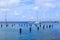 Sailboats Beyond Pilings in Bonaire