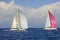 Sailboats with colorful sails during the regatta Split - Vis