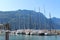 Sailboats dock at Lake Riva, Italy